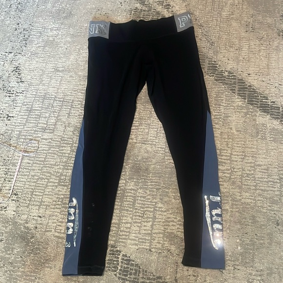 Nwots Victoria Secret Pink black & gray sequin accent Yoga pants Sz Large - Picture 2 of 11